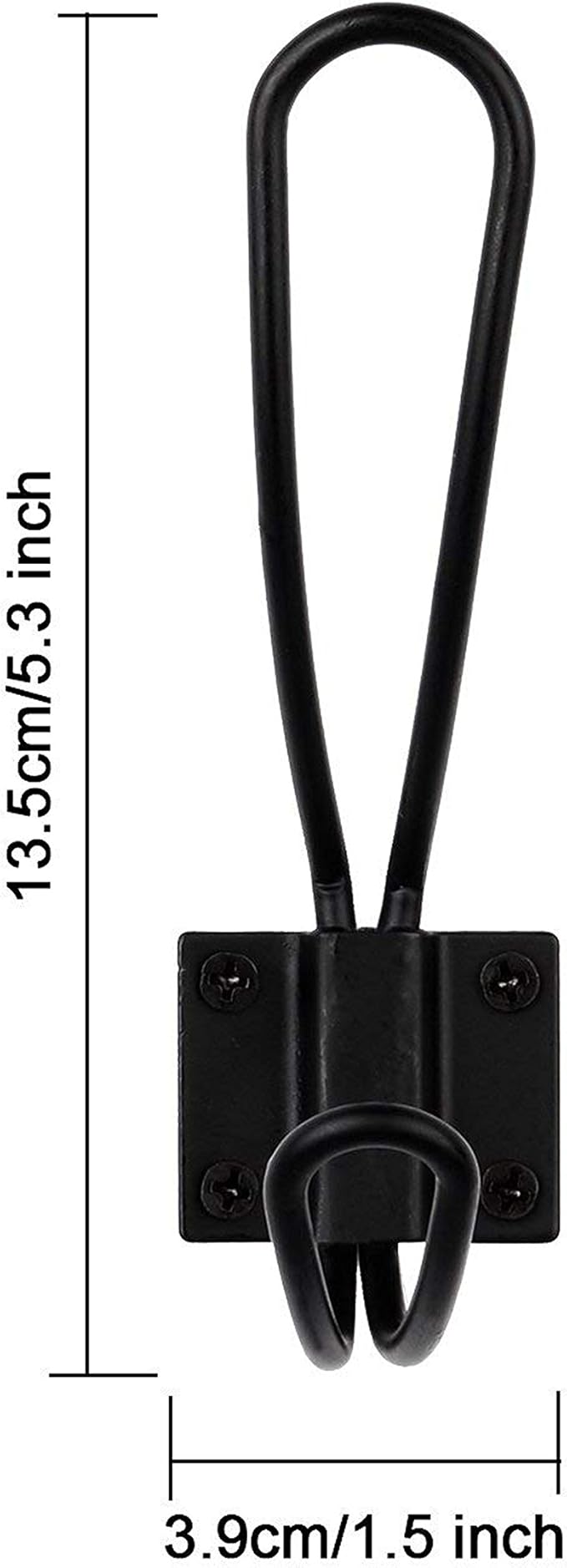 Rustic Entryway Hooks | 10 Pack of Black Wall Mounted Vintage Double Coat Hangers with Large Metal Screws Included