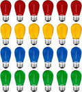 24Pack S14 Colored LED String Light Bulbs,1Watt Plastic Shatterproof Waterproof Outdoor Indoor Replacement Bulbs for Home Decor, E26 Medium Base, Multi-Color: Red/Green/Blue/Orange