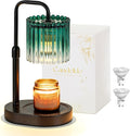 Candle Warmer Lamp with Timer: Emerald Green Candle Warming Lamp with 2 Bulbs Height Adjustable Wax Melt Dimmable Bedroom Decor Christmas Gift for Women
