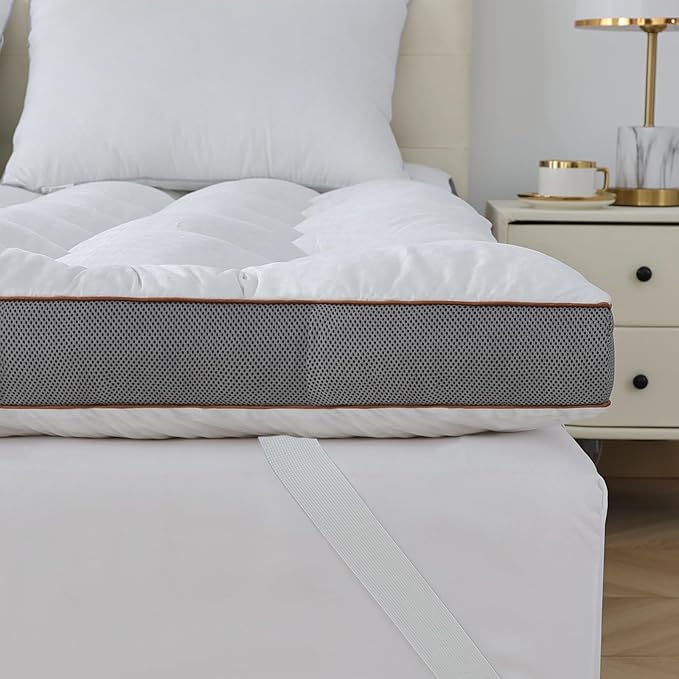 WhatsBedding 4 Inch Memory Foam Mattress Topper Twin Size for Pressure Relief, Extra Soft and Breathable Pillow Top Mattress Topper with 3D air mesh, Fluffy Shredded Memory Foam Filled，75 * 39 * 4in