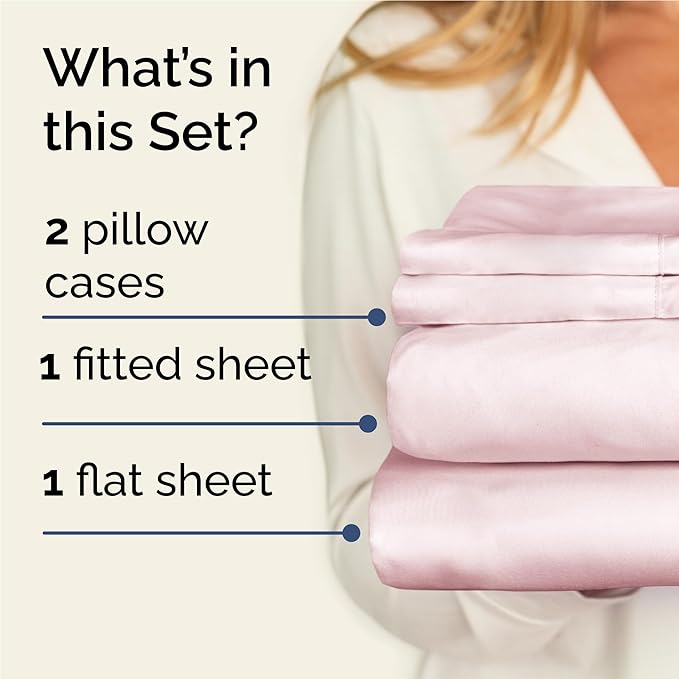Twin XL 4 Piece Sheet Set - Comfy Breathable & Cooling - Soft Hotel Luxury Bedding Set with 8-16 Inch Deep Pockets - 1 Flat & 1 Fitted Sheet & 2 Pillowcases - Wrinkle Free & Easy Care - Lavender Pink
