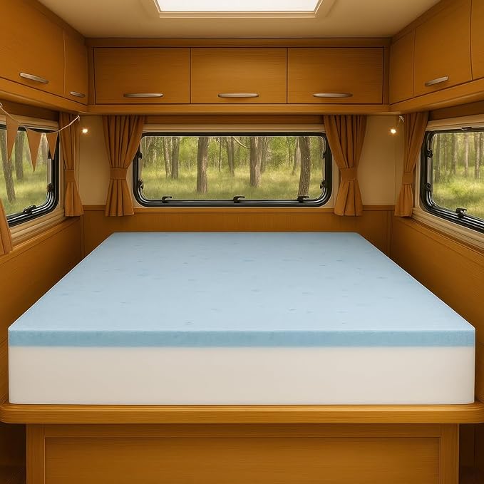 Foamma 2” x 36” x 75” Truck, Camper, RV Travel Visco Gel Memory Foam Bunk Mattress Topper, Made in USA, Comfortable, Travel Trailer, CertiPUR-US Certified, Cover Not Included