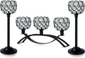 Crystal Tealight Candle Holder Centerpiece Home Decorative Candlestick Holder Elegant Table Centerpiece Home Decor Wedding Party Anniversary (Black, Set of 3)