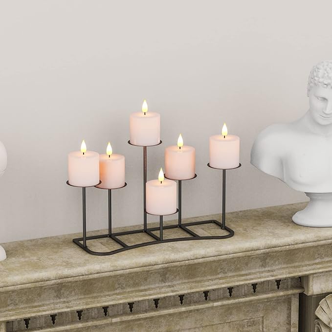Black Pillar Candle Holders Fireplace Candelabra for Home Decor Iron Candle Holder DIY 6