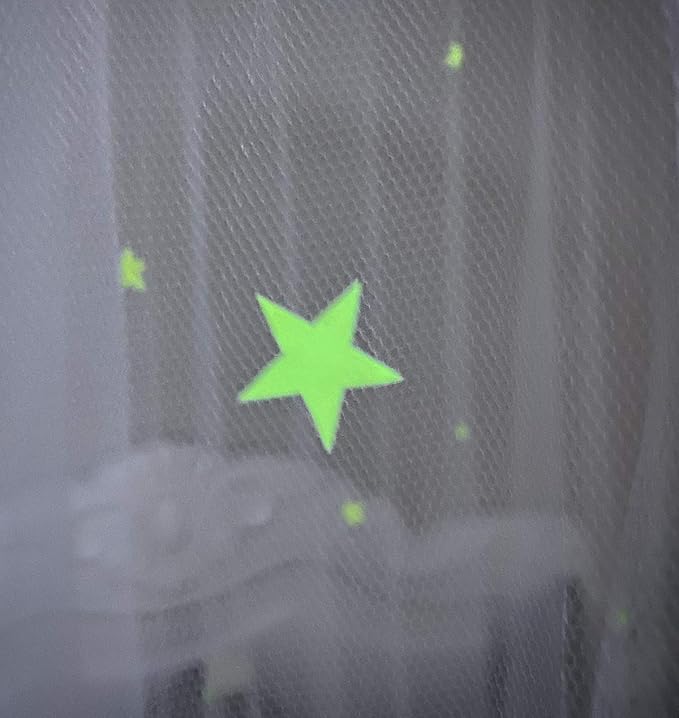 BCBYou Mosquito Net Canopy with Glow in Dark Stars for Baby, Kids, and Adults - Cover The Crib, Kids Bed, Full Size Bed (White)