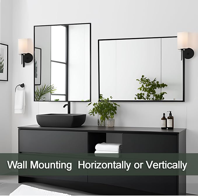 Bathroom Mirror 28x36 Inch, Black Frame Mirror 28"x36", Rectangle Wall Mounted Mirror, Metal Framed Vanity Mirror for Wall 28 by 36, Modern Mirror Hangs Horizontal Or Vertical