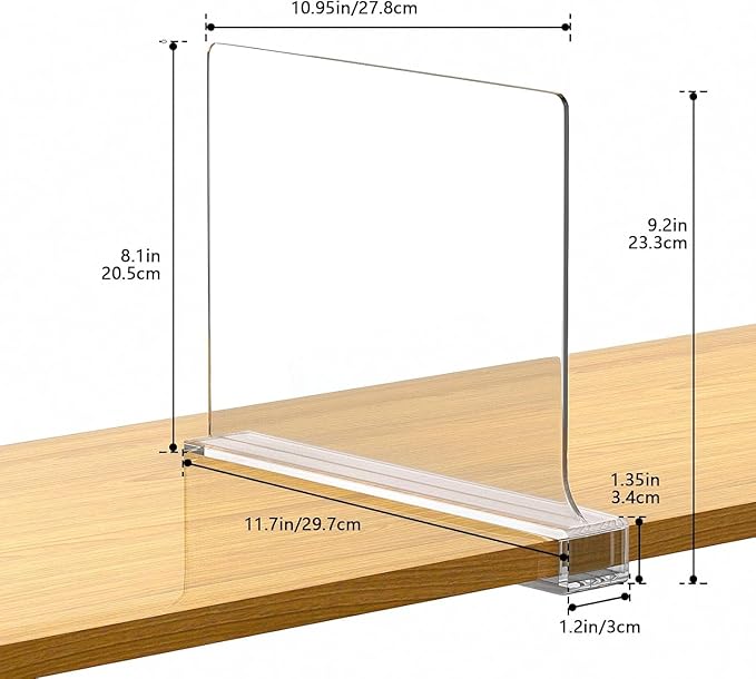 Aolloa 16 PCS Shelf Dividers for Closet Organization Acrylic Clear Closet Shelf Divider for Wooden Shelving Suitable for Wooden or Vertical Shelves Or Bedroom, Kitchen and Office