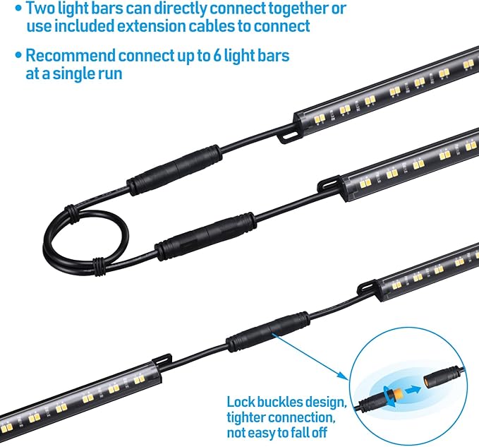 TORCHSTAR LED Safe Lighting Kit 3CCT, (6) 12 Inch Linkable Light Bars, Motion Sensor, 3000K/4000K/5000K Selectable, 900LM Safe Light Kit for Gun Safe Under Cabinet Locker Closet, UL Power Adapter