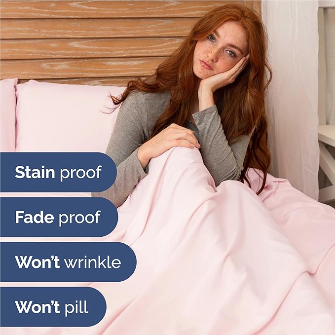 Twin XL 4 Piece Sheet Set - Comfy Breathable & Cooling - Soft Hotel Luxury Bedding Set with 8-16 Inch Deep Pockets - 1 Flat & 1 Fitted Sheet & 2 Pillowcases - Wrinkle Free & Easy Care - Lavender Pink