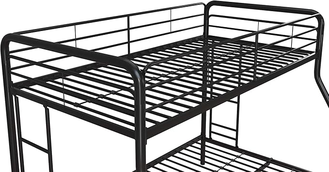 DHP Dusty Metal Bunk Bed with Secured Ladders, Twin/Full, Black