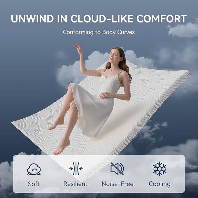 ELEMUSE 3 Inch Gel Memory Foam Mattress Topper Cal King Size Pressure-Relieving Mattress Topper for Back Pain,Non-Slip Design with Removable & Washable Cover, CertiPUR-US