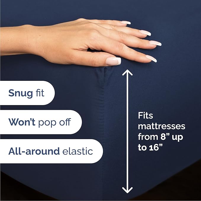 Cal King 6 Piece Sheet Set - Comfy Breathable & Cooling - Ultra Soft Hotel Luxury Bedding Set w/ 8-16 Inch Deep Pockets - 1 Flat & 1 Fitted Sheet & 4 Pillowcases - Wrinkle Free & Easy Care - Navy Blue
