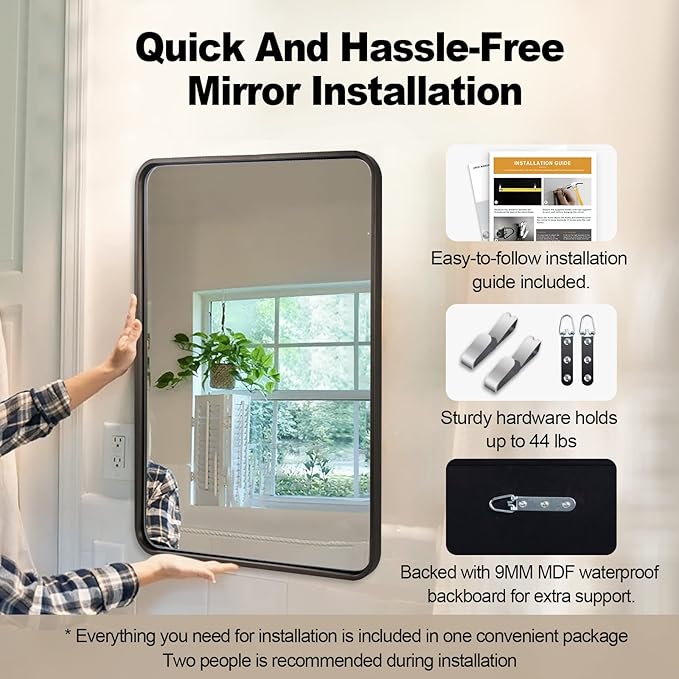 ANDY STAR Bronze Bathroom Mirror, 30x36 Inch Oil Rubbed Bronze Mirror, Bronze Mirrors for Wall, Bronze Vanity Mirror Metal Framed, Iron Tube, 1’’ Deep, Wall-Mounted Horizontally/Vertically