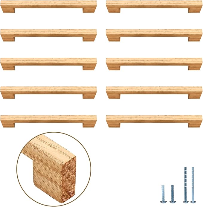 Burlywood Square 5 in 10 pcs Wooden Drawer Pulls Handle pulls for cabinets Kitchen Cabinet Drawer pulls Cabinet Door Pull