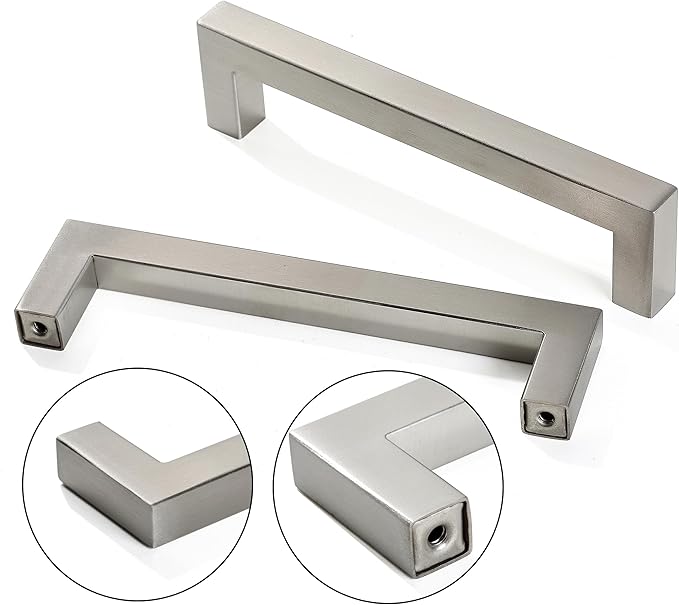 Cabinet Pulls Brushed Nickel Cabinet Handles Square Drawer Pulls, 40 Pack 6-1/4 Inch Stainless Steel Kitchen Door Cupboard Cabinet Handles, Cabinet Hardware Drawer Handles, 160mm Hole Centers
