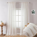 OWENIE Linen Blend Sheer Curtains 96 inch Long 2 Panels Set for Bedroom/Living Room, Natural Farmhouse Sheer Cutain Rod Pocket Farmhouse Drapes,2 Pcs Each 40" W x 96" L