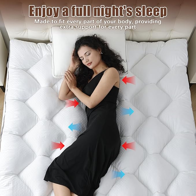 WhatsBedding 4 Inch Memory Foam Mattress Topper King Size for Pressure Relief, Extra Soft and Breathable Pillow Top Mattress Topper with 3D air mesh, Fluffy Shredded Memory Foam Filled，80 * 78 * 4in