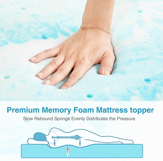 Mattress Topper, Twin Size Cooling Memory Foam Bed Toppers, 2 Inch Soft Mattress Pads for Sleeper Sofa, RV, Camper, CertiPUR-US Certified