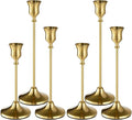 Gold Candlestick Holders, Taper Candle Holders, Set of 6 Brass Candle Holder Set, Vintage Table Centerpiece for Wedding Christmas Holiday