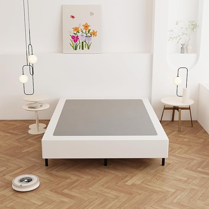 9 Inch Full XL Box Spring, Heavy Duty Metal Box Spring Bed Base with Fabric Cover, Mattress Foundation, Easy Assembly, Noise Free, Black