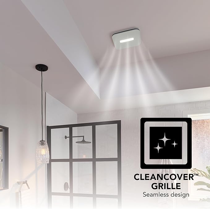 Broan-NuTone AE80LK Ventilation with LED CleanCover and Roomside Installation, ENERGY STAR Certified, 80 CFM, 0.7 Sones, White