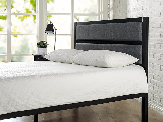 ZINUS Jessica Upholstered Metal Headboard, Easy Assembly, Queen, Grey
