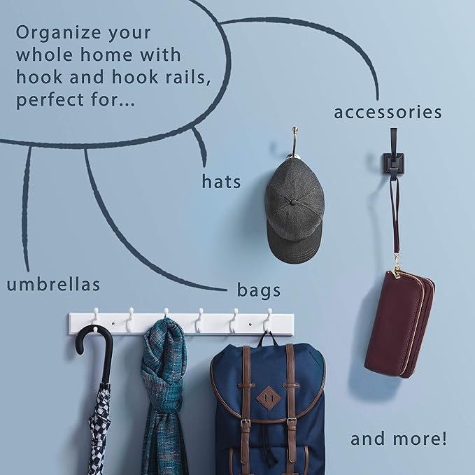 Liberty Hardware 129848 Wall Mounted Coat Rack with 5 Decorative Hooks, 27-Inch, Satin Nickel and White