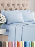 Full 6 Piece Sheet Set - Comfy Breathable & Cooling - Ultra Soft Hotel Luxury Bedding Set w/ 8-16 Inch Deep Pockets - 1 Flat & 1 Fitted Sheet & 4 Pillowcases - Wrinkle Free and Easy Care - Sky Blue