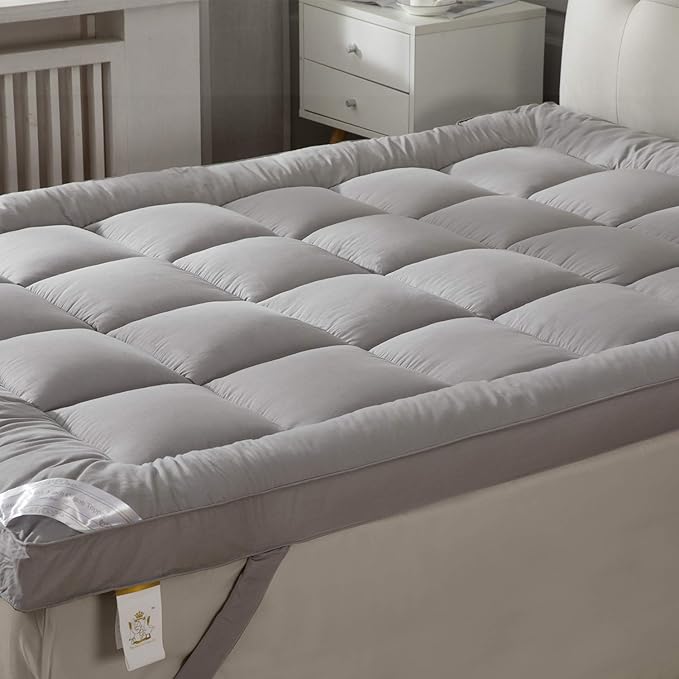 Plush Extra Thick Twin XL Mattress Topper, Soft & Cooling Pillow Top Bed Topper for Back Pain with 300TC Cotton Cover, Overfilled Mattress Pad Cover for Back Pain, Fit to 6”-22” Mattress.