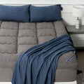 Marine Moon Mattress Topper Queen, Marine Moon Cooling Bed Topper Cover, Thick Soft Pillow Top Mattress Pad, Plush Hotel Down Alternative Mattress Topper with 8-21" Deep Pocket, Grey