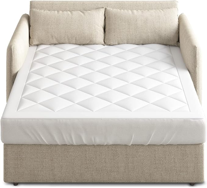 Sleep Philosophy Waterproof Sofa Bed Mattress Protector, Holden Sofa Bed Queen Mattress Pad, 3M Scotchgard, Microfiber Mattress Topper Fitted Elastic Pocket Fits Up to 8 Inch, Queen 60x72, White