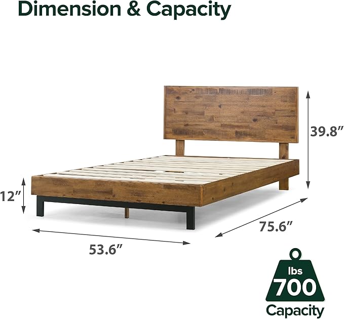 ZINUS Tricia Wood Platform Bed Frame with Adjustable Headboard / Wood Slat Support with No Box Spring Needed / Easy Assembly, Full