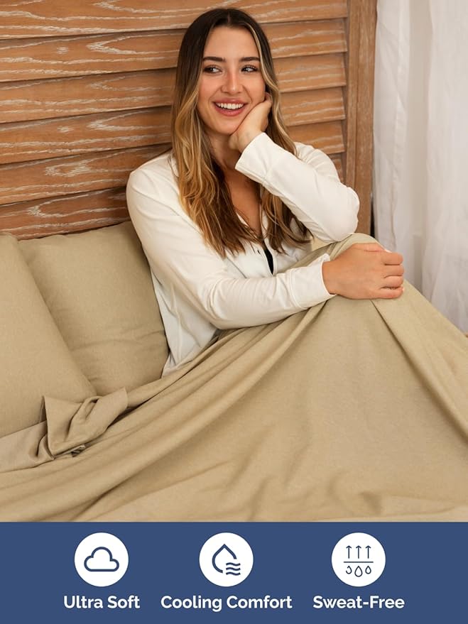 Extra Deep Split King Sheet Set - 7 Piece Breathable & Cooling Sheets - Hotel Luxury Bed Sheets Set - Easy Fit - Soft, Wrinkle Free & Comfy Sheets Set - Heathered Tan Sheet Set w/Extra Deep Pockets