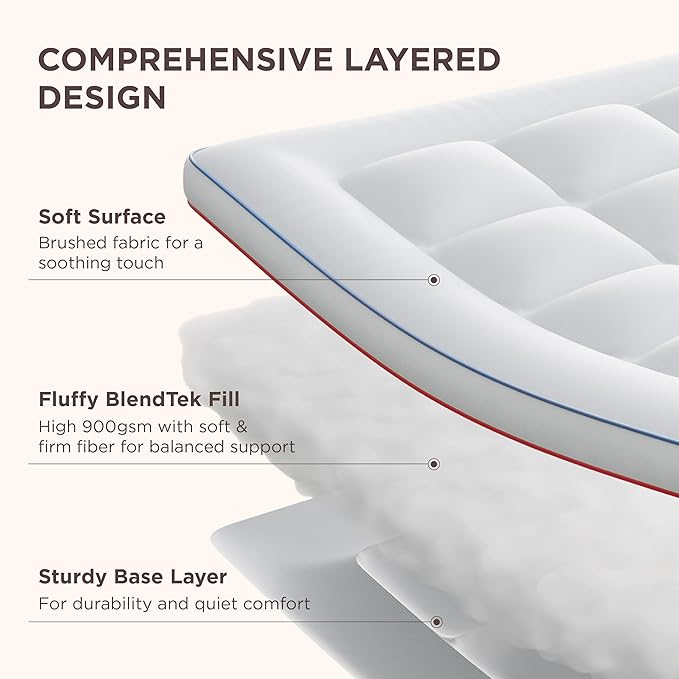 Bedsure Cal King Mattress Topper - Pillow Top Mattress Pad Cover with Deep Pocket Fits up to 21 Inches, Plush Soft Bed Topper for Back Pain Relief, Overfilled with Down Alternative Filling, White