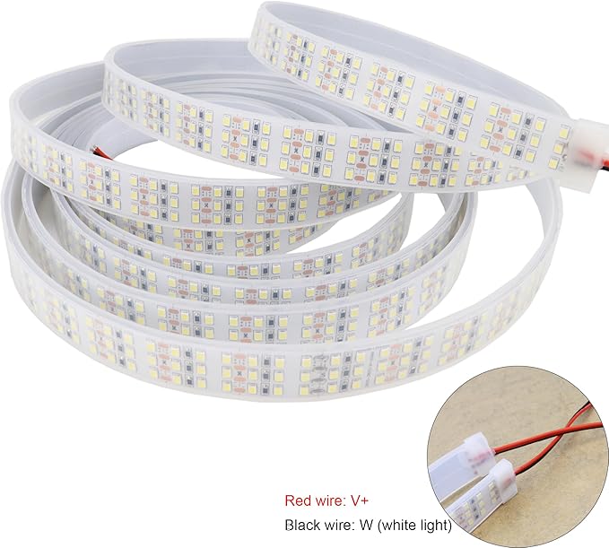 16.4Ft Super Bright Triple Row LED Strip Lights, Daylight White 6000K DC12V 1800LEDs Dimmable Flexible Truck LED Tape Lights, Outdoor Waterproof IP67 Wheel Light Strips