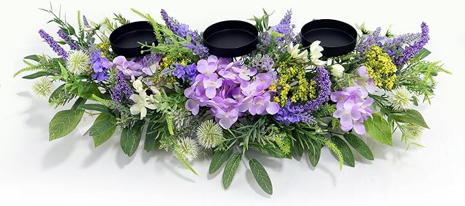 Artificial Wild Flower Candle Holder (Purple)