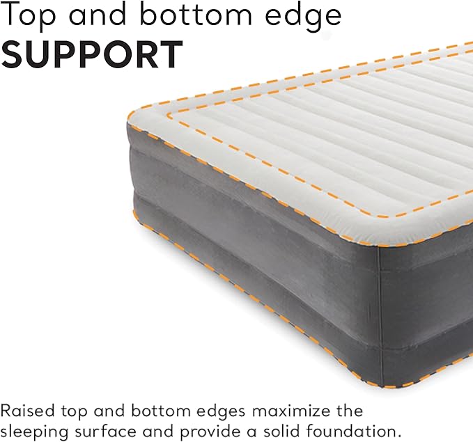 Intex Comfort Dura-Beam Airbed Internal Electric Pump Bed Height Elevated (2020 Model)
