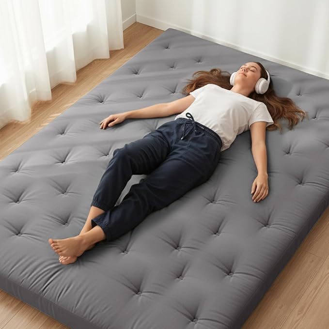 ZonLi Japanese Floor Futon Mattress Twin Size 80"x 39", 100% Cotton Cover 2.5'' Thicken Tatami Mattress, Foldable Sleeping Pad, Portable Dormitory Tatami Mat