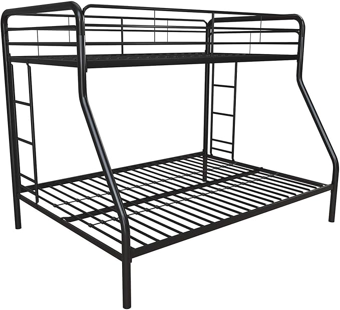 DHP Dusty Metal Bunk Bed with Secured Ladders, Twin/Full, Black