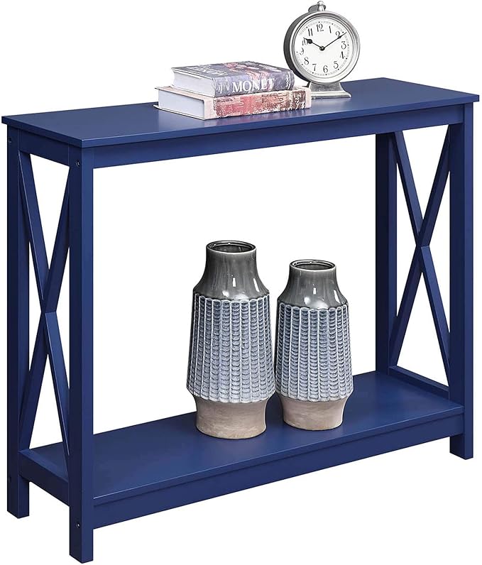 Convenience Concepts Oxford Console Table 39.5" - Sofa Table with Storage Shelf, Transitional Entryway Hall Table for Living Room and Bedroom, Display Foyer Table, Cobalt Blue