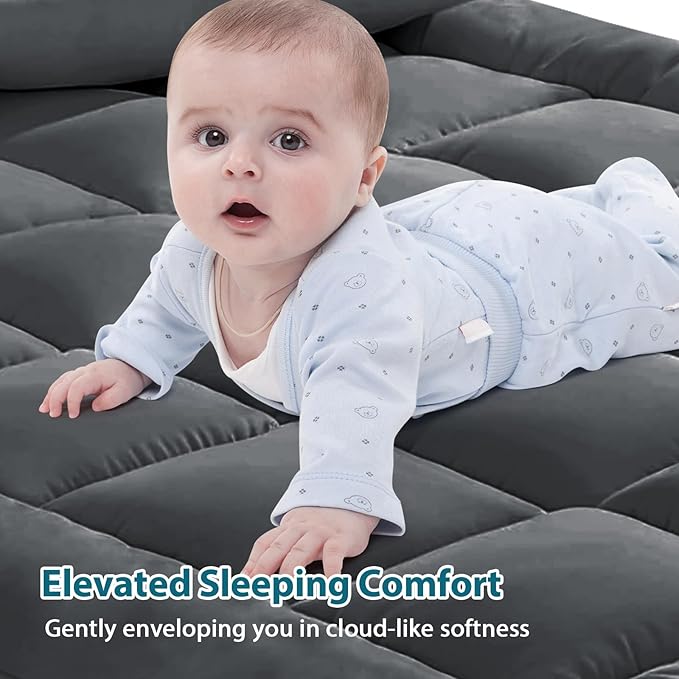 CYMULA Full XL Mattress Topper - Extra Thick Cooling Mattress Pad Cover for Back Pain - Soft Mattress Protector Firm Bed Topper Pillow Top with 8-21 Inch Deep Pocket 3D Snow Down Alternative Fill