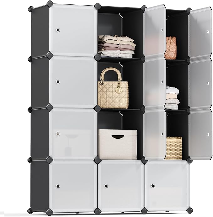 SONGMICS Cube Storage Organizer, 12-Cube Closet Storage Shelves, Modular Bookcase, Black ULPC34HV1