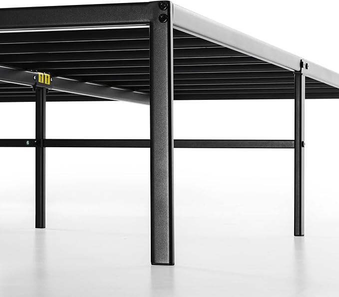 Best Price Mattress 16 Inch Metal Platform Bed Frame, Heavy Duty Steel Slats, Black, Twin