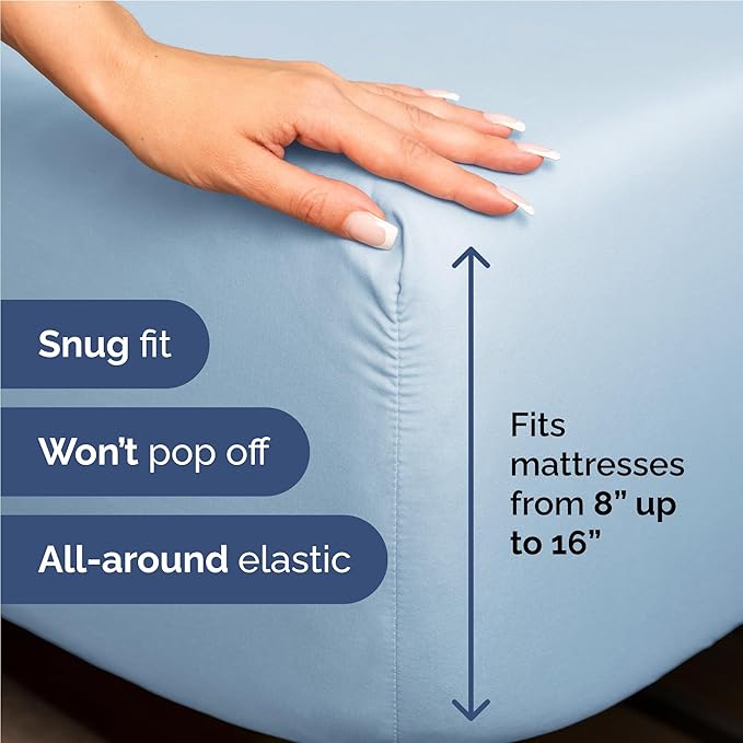 Twin XL 4 Piece Sheet Set - Comfy Breathable & Cooling - Ultra-Soft Hotel Luxury Bedding Set w/ 8-16 Inch Deep Pockets - 1 Flat & 1 Fitted Sheet & 2 Pillowcases - Wrinkle Free & Easy Care - Baby Blue