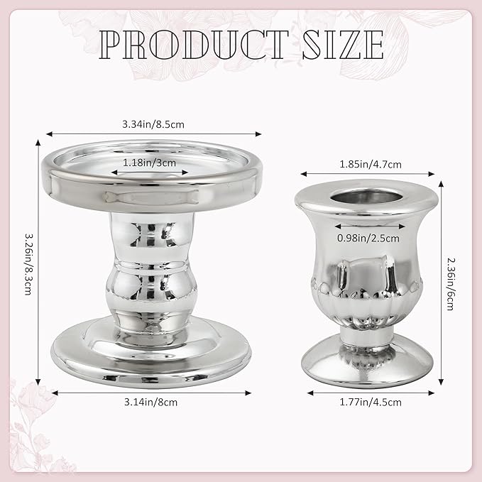 Silver Unity Candle Holder - Glass Candle Holders for Pillar Candles Taper Candles, Glass Candlestick Holders Set of 3, Clear Glass Candlestick Holder for Wedding Table Dinning Church Centerpiece