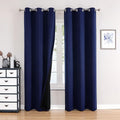 ChrisDowa 100% Blackout Curtains 84 inch Long for Bedroom with Black Liner, 2 Thick Layers Total Blackout Thermal Insulated Grommet Window Curtains 2 Panels Set (Navy Blue, 38 x 84 Inch)