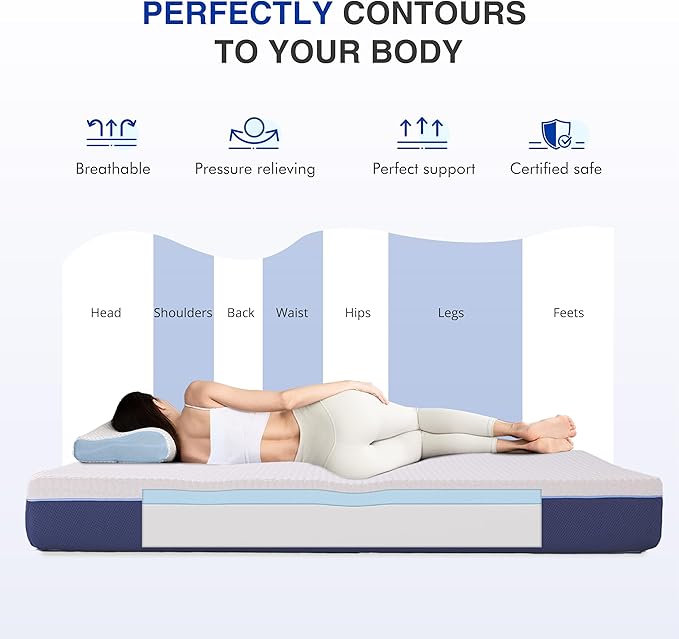 8 Inch Full Size Mattress, Gel Cooling Memory Foam Mattress in A Box, Medium Firm Feel for Back Pain Relief, CertiPUR US Certified