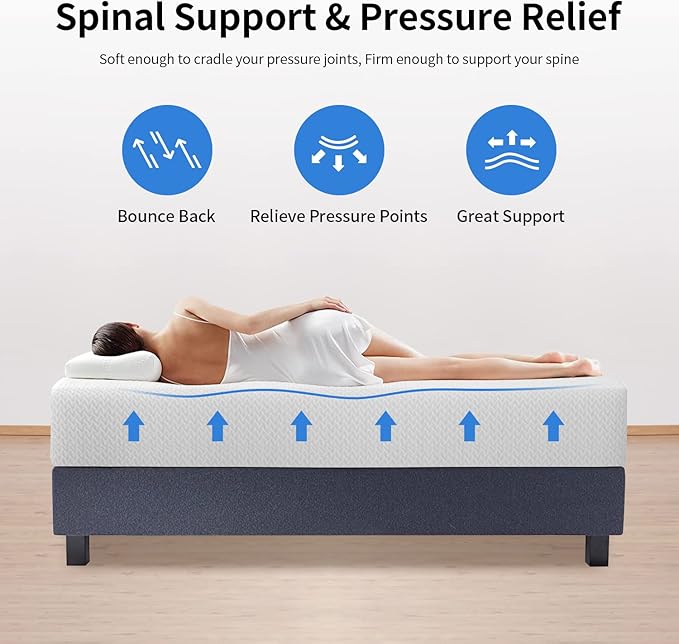 12 Inch Green Tea Full Size Memory Foam Mattress,Bed-in-a-Box Medium Firm Mattress CertiPUR-US Certified Breathable Bed Mattress for Cooler Sleep Supportive & Pressure Relief,Full