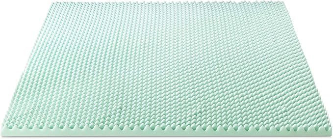 Best Price Mattress 2 Inch Egg Crate Memory Foam Mattress Topper with Calming Aloe Infusion, CertiPUR-US Certified, King,Green