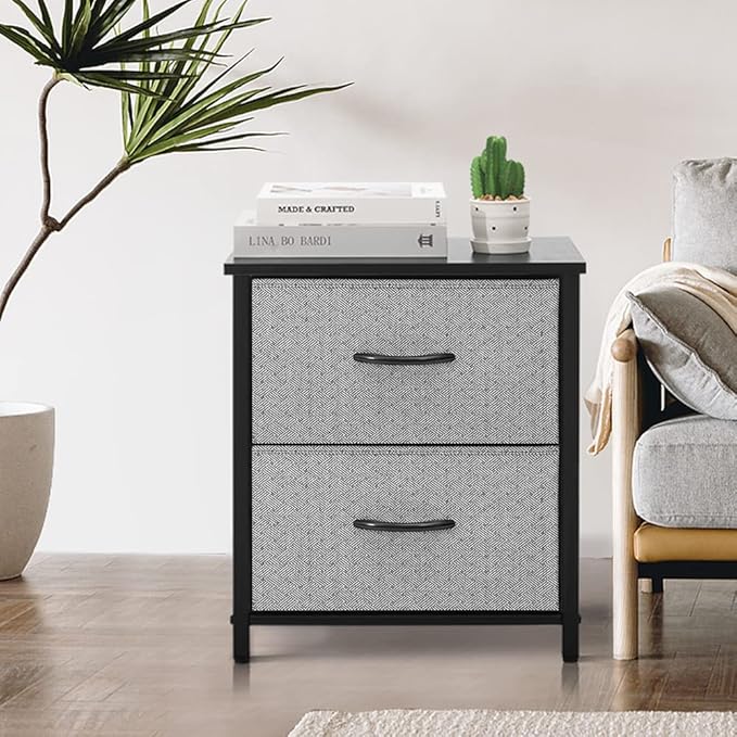 AZL1 Life Concept Storage Dresser Furniture Organizer Unit with 2 Drawers for Bedroom, Hallway, Entryway and Closets, Grey with Black, 17.7x19.7x11.8 inches